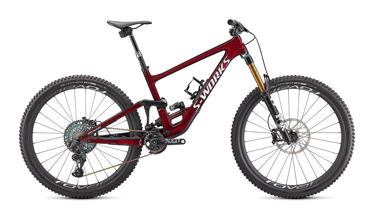 Specialized S-Works Enduro 2021 Frontansicht in der Farbe Gloss Red Tint/ Spectraflair