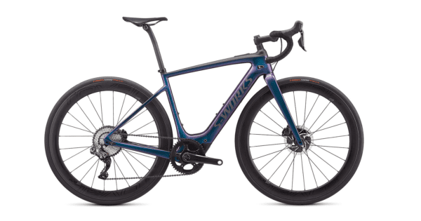 Specialized S-Works Turbo Creo SL 2021 Frontansicht in der Farbe Gloss Supernova Chameleon / Raw Carbon