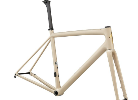 S-Works Aethos 2022 Frontansicht in der Farbe Gloss Sand / Red Gold Chameleon / Satin Brushed / gold