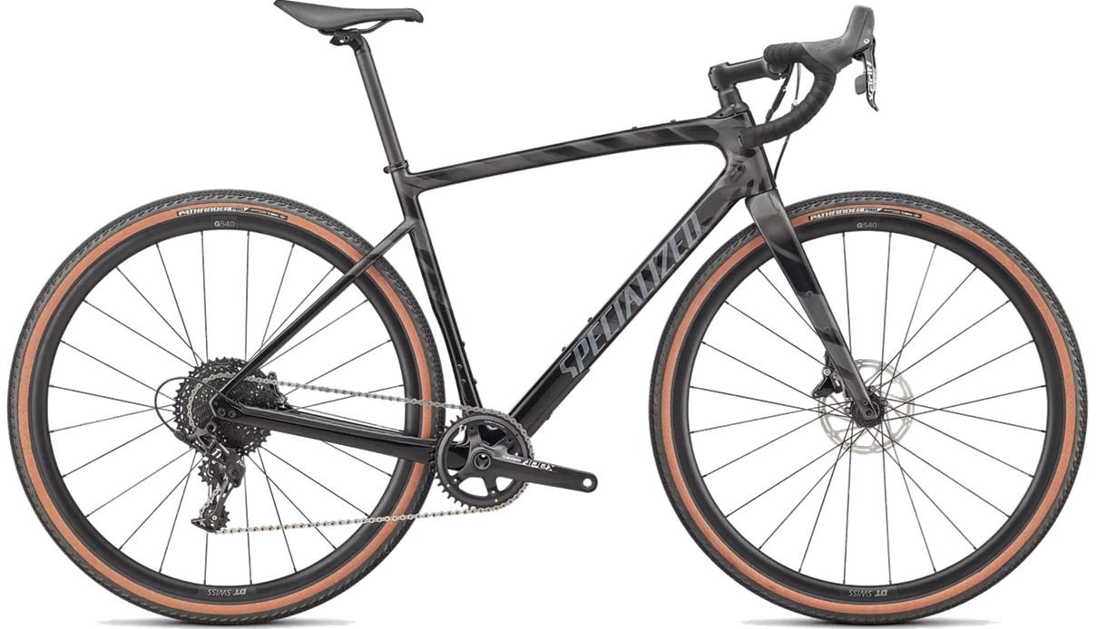 Specialized - Diverge Sport Carbon, 2022 Frontansicht in der FarbeGloss smoke Black transparent chrome wil