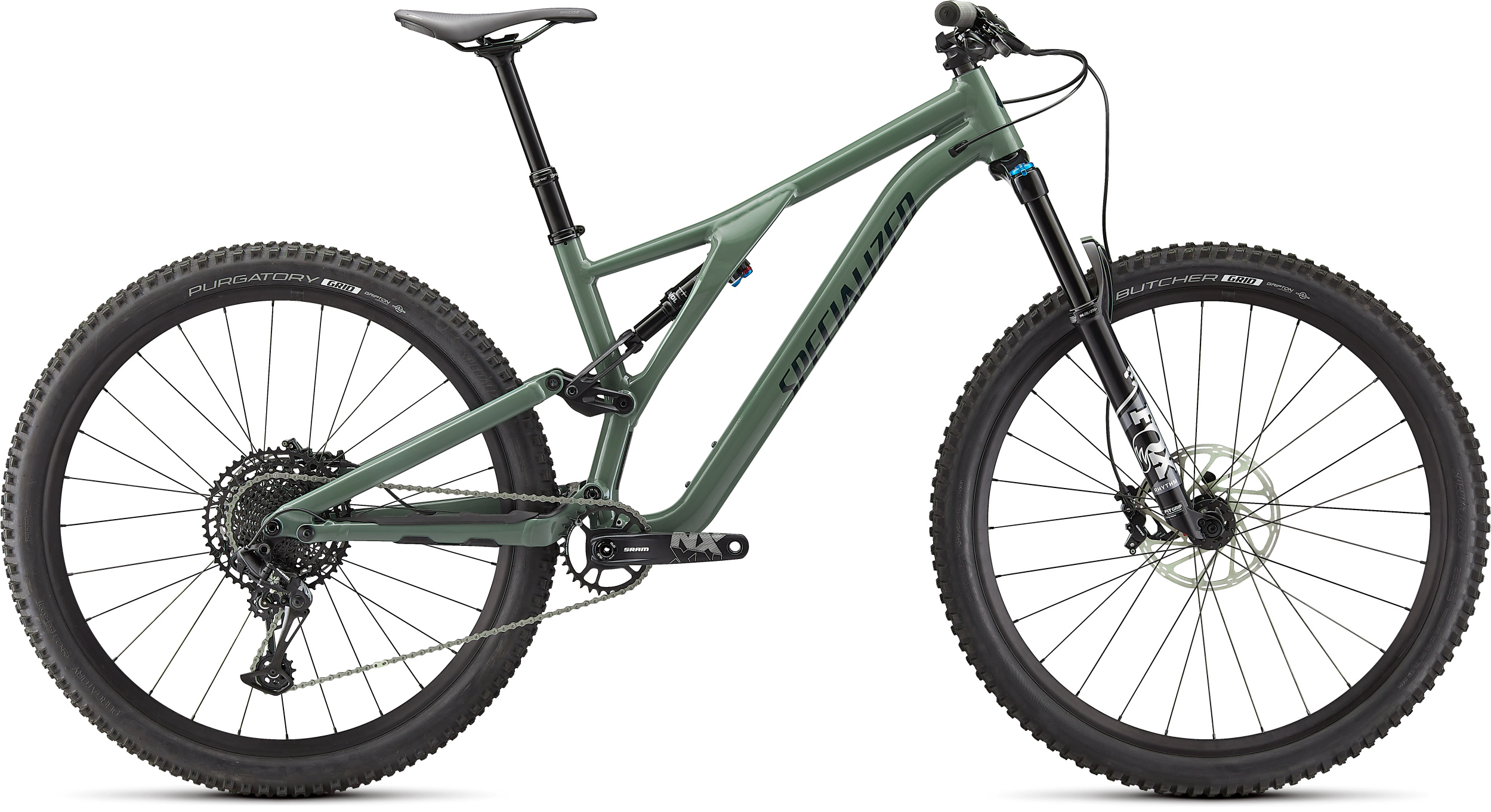 Stumpjumper Comp Alloy 2021 Frontansicht in der Farbe Gloss Sage Green / Forest Green