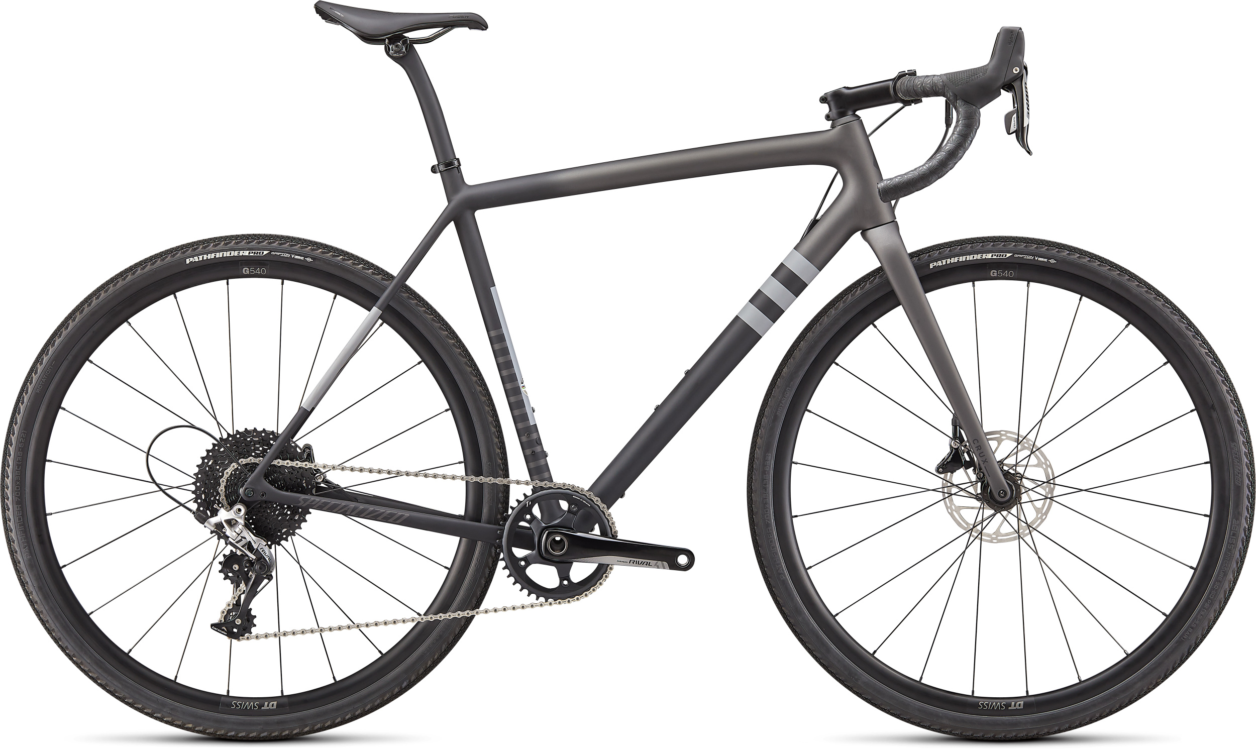 Specialized Crux Comp 2022 Frontansicht in der Farbe Satin Smoke/Black/Cool Grey